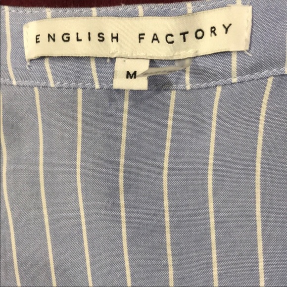 Blue Pinstripe Boho Blouse with Tie - Picture 6 of 8